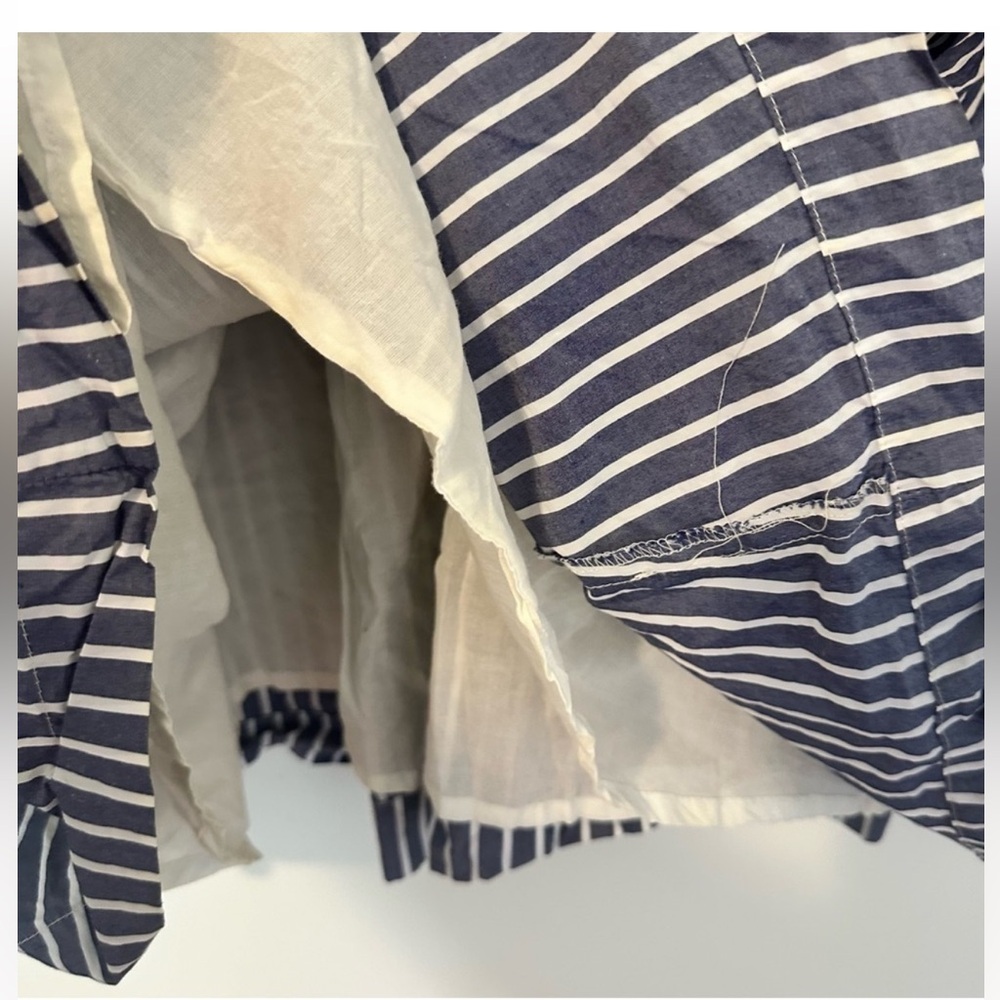J. Crew 10 Midi Party Dress Shirting pin Stripes blue white full skirt classic - Picture 5 of 11
